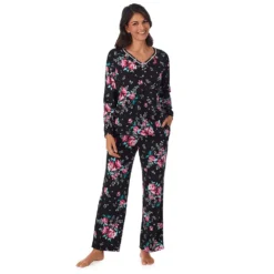 Petite Croft & Barrow® Cozy Long Sleeve Pajama Top & Pajama Pants Sleep Set