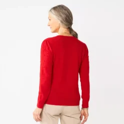 Women's Croft & Barrow® Puff-Sleeve Bobble Sweater -Clothing-Croft & Barrow 5655746 ALT