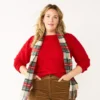 Plus Size Croft & Barrow® Puff-Sleeve Bobble Sweater -Clothing-Croft & Barrow 5657694 Red