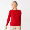 Petite Croft & Barrow® Puff Sleeve Bobble Sweater -Clothing-Croft & Barrow 5657749 Red