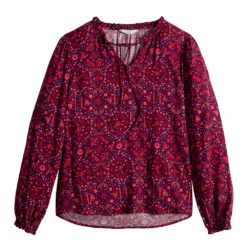 Women's Croft & Barrow® Tiered Textured Blouse -Clothing-Croft & Barrow 5659396 ALT5