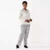 Petite Croft & Barrow® Long Sleeve Pajama Top & Pajama Pants Sleep Set -Clothing-Croft & Barrow 5666563 Gray Animal Print
