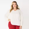 Plus Size Croft & Barrow® Tiered Textured Blouse -Clothing-Croft & Barrow 5666761 Egret