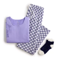 Women's Croft & Barrow® Short Sleeve Pajama Top & Pajama Pants Sleep Set -Clothing-Croft & Barrow 5666788 ALT5