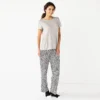 Women's Croft & Barrow® Short Sleeve Pajama Top & Pajama Pants Sleep Set -Clothing-Croft & Barrow 5666788 Gray Animal Print