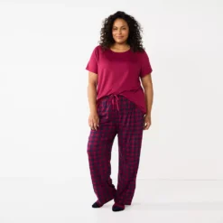 Plus Size Croft & Barrow® Short Sleeve Pajama Top & Pajama Pants Sleep Set -Clothing-Croft & Barrow 5666789 ALT2