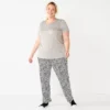 Plus Size Croft & Barrow® Short Sleeve Pajama Top & Pajama Pants Sleep Set -Clothing-Croft & Barrow 5666789 Gray Animal Print