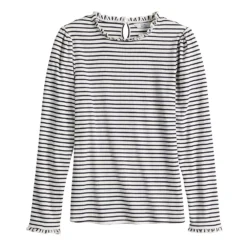 Women's Croft & Barrow® Long Sleeve Ruffle Neck Top -Clothing-Croft & Barrow 5670499 ALT5