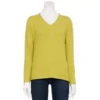 Petite Croft & Barrow® V-Neck Long Sleeve Top -Clothing-Croft & Barrow 5676626 Golden Olive