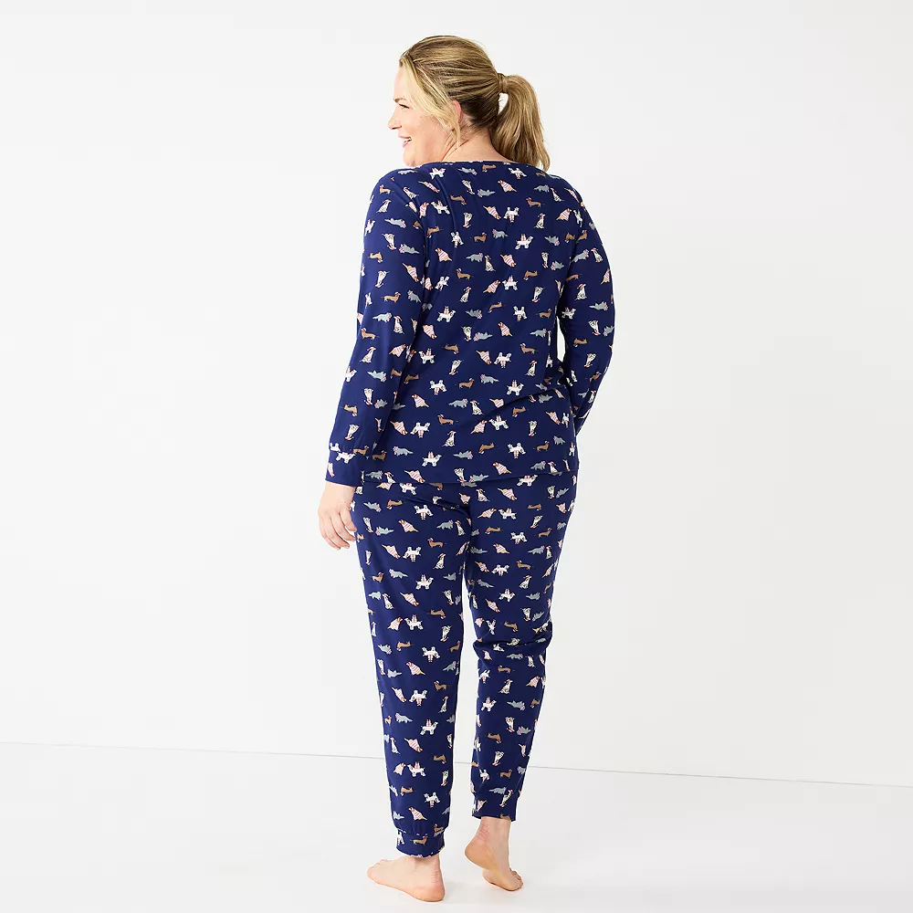 Plus Size Croft & Barrow® Long Sleeve Pajama Top & Pajama Pants Sleep Set 4 Plus Size Croft & Barrow® Long Sleeve Pajama Top & Pajama Pants Sleep Set - Image 2