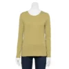 Petite Croft & Barrow® Long Sleeve Crewneck Top -Clothing-Croft & Barrow 5698437 Golden Olive