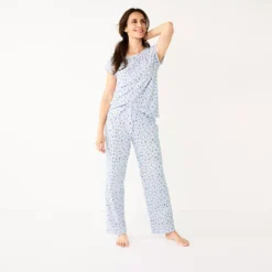 Women's Croft & Barrow® Short Sleeve Pajama Top & Pajama Pants Cotton Sleep Set 8 Women's Croft & Barrow® Short Sleeve Pajama Top & Pajama Pants Cotton Sleep Set -Clothing-Croft & Barrow 5708272 ALT2