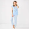 Petite Croft & Barrow® Short Sleeve Pajama Top & Pajama Pants Cotton Sleep Set -Clothing-Croft & Barrow 5708273 Blue Stripes