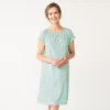 Women's Croft & Barrow® Short Sleeve Cotton Nightgown -Clothing-Croft & Barrow 5708274 Mint Navy Dot