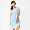 Petite Croft & Barrow® Short Sleeve Cotton Nightgown -Clothing-Croft & Barrow 5708276 Blue Flowers