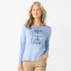 Petite Croft & Barrow® Christmas Graphic Tee 2 Petite Croft & Barrow® Christmas Graphic Tee -Clothing-Croft & Barrow 5726272 Blue Love And Light