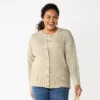 Plus Size Croft & Barrow® Stitch Crewneck Cardigan -Clothing-Croft & Barrow 5765068 Oatmeal