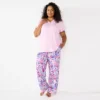 Plus Size Croft & Barrow® Short Sleeve Henley Pajama Top & Pajama Pants Sleep Set -Clothing-Croft & Barrow 5774131 Pink Floral