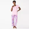 Petite Croft & Barrow® Short Sleeve Henley Pajama Top & Pajama Pants Sleep Set 2 Petite Croft & Barrow® Short Sleeve Henley Pajama Top & Pajama Pants Sleep Set -Clothing-Croft & Barrow 5774132 Pink Floral