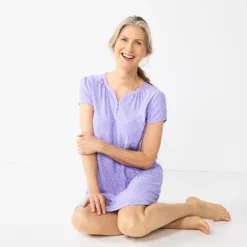 Women's Croft & Barrow® Short Sleeve Henley Short Sleeve Nightgown 8 Women's Croft & Barrow® Short Sleeve Henley Short Sleeve Nightgown -Clothing-Croft & Barrow 5774133 ALT2