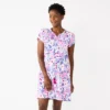 Women's Croft & Barrow® Short Sleeve Henley Short Sleeve Nightgown -Clothing-Croft & Barrow 5774133 Pink Floral