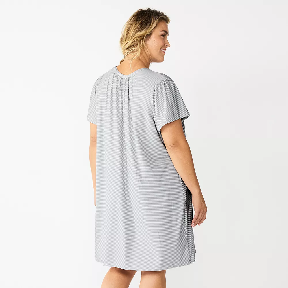 Plus Size Croft & Barrow® Short Sleeve Henley Short Sleeve Nightgown 4 Plus Size Croft & Barrow® Short Sleeve Henley Short Sleeve Nightgown - Image 2
