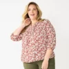 Plus Size Croft & Barrow® Splitneck Pintuck Blouse -Clothing-Croft & Barrow 5776327 Brown Floral
