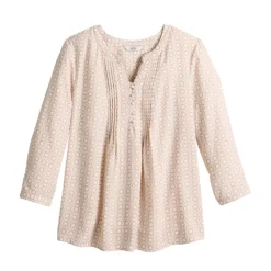 Women's Croft & Barrow® Splitneck Pintuck Blouse -Clothing-Croft & Barrow 5777321 ALT5