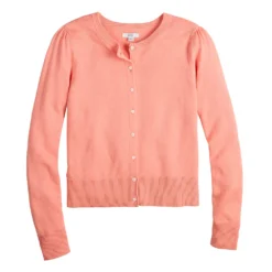 Women's Croft & Barrow® Crewneck Puff Sleeve Cardigan -Clothing-Croft & Barrow 5795189 ALT5