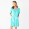 Women's Croft & Barrow® Short Sleeve French Terry Zip Robe 2 Women's Croft & Barrow® Short Sleeve French Terry Zip Robe -Clothing-Croft & Barrow 5796661 Aqua Shore