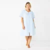 Plus Size Croft & Barrow® Short Sleeve Woven Zip Duster -Clothing-Croft & Barrow 5796854 Blue Checks