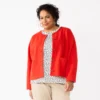 Plus Size Croft & Barrow® Collarless Knit Jacket -Clothing-Croft & Barrow 5801449 Red