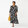 Plus Size Croft & Barrow® Ruffle Hem Maxi Dress -Clothing-Croft & Barrow 5812986 Black Floral