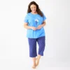 Plus Size Croft & Barrow® Short Sleeve Pajama Top & Capri Pajama Pants Sleep Set 1 Plus Size Croft & Barrow® Short Sleeve Pajama Top & Capri Pajama Pants Sleep Set -Clothing-Croft & Barrow 5839152 Blue Daisy