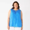 Plus Size Croft & Barrow® Smocked Sleeveless Tank -Clothing-Croft & Barrow 5846853 Blue Geo