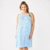 Plus Size Croft & Barrow® Sleeveless Cotton Nightgown -Clothing-Croft & Barrow 5851219 Blue Flowers