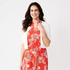 Women's Croft & Barrow® Cropped Short Sleeve Cardigan