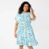 Plus Size Croft & Barrow® Flutter Sleeve Dress -Clothing-Croft & Barrow 5929710 Blue Garden Floral