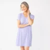 Women's Croft & Barrow® Short Sleeve V-Neck Sleepshirt -Clothing-Croft & Barrow 5932420 Purple Stripe
