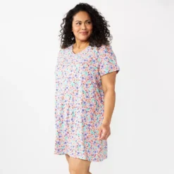 Plus Size Croft & Barrow® Short Sleeve V-Neck Sleepshirt