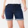 Women's Croft & Barrow® Functional Waist Denim Shorts -Clothing-Croft & Barrow 5934037 Dark Wash