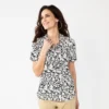 Women's Croft & Barrow® Woven Camp Shirt -Clothing-Croft & Barrow 5949460 Black Garden