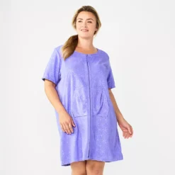 Plus Size Croft & Barrow® Short Sleeve French Terry Zip Robe