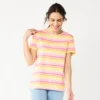 Women's Croft & Barrow® Essential Crewneck Tee -Clothing-Croft & Barrow 6265070 Warm Multi Stripe